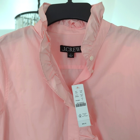 J.Crew Pink Ruffle Button Up / Button Down - Picture 4 of 6
